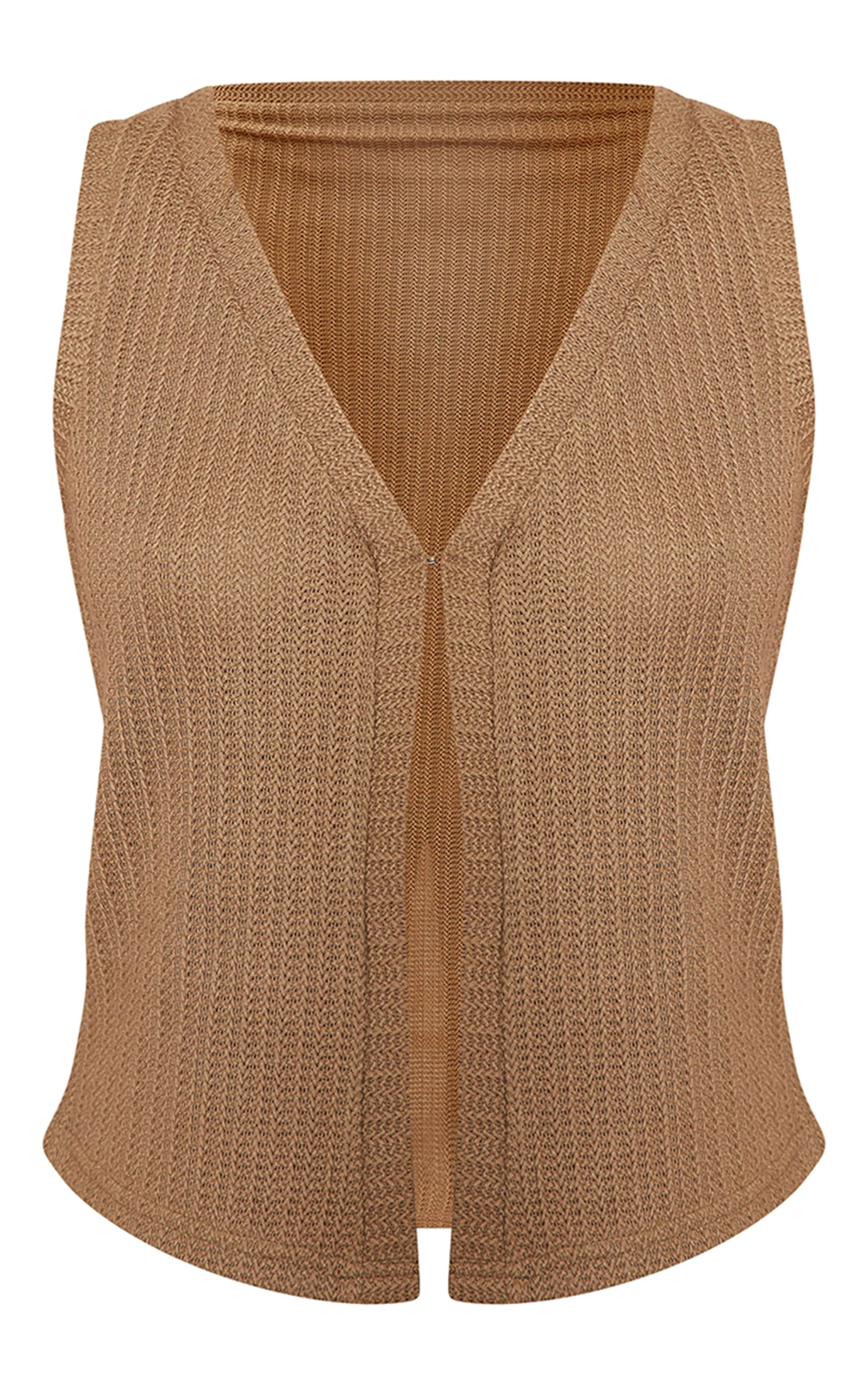 Veston camel transparent côtelé et texturé à crochets et oeillets