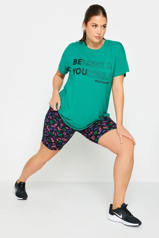 YOURS ACTIVE - Short Noir & Rose Abstrait en Jersey