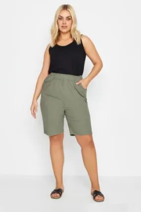 YOURS - Bermuda Vert Kaki en Coton