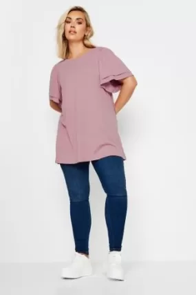 YOURS Curve Pink Double Angel Sleeve T-Shirt