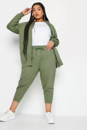 YOURS - Jogging Pantacourt Vert Kaki en Coton
