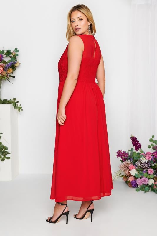 YOURS LONDON - Robe Rouge Maxi en Mousseline Demoiselle d'Honneur