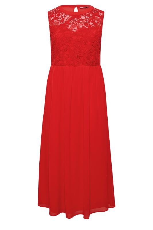 YOURS LONDON - Robe Rouge Maxi en Mousseline Demoiselle d'Honneur