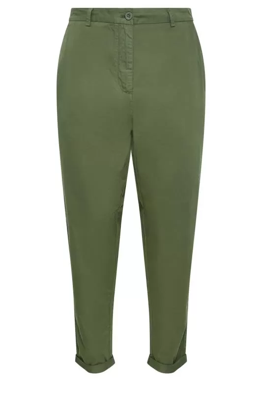 YOURS - Pantalon Chino Vert Kaki Coupe Droite