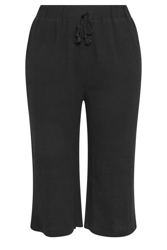 YOURS - Pantalon Jupe-Culotte Noir en Coton