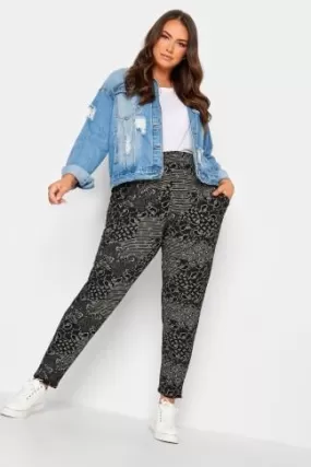 YOURS - Pantalon Noir Fluide Ample Design Mixte Paisley