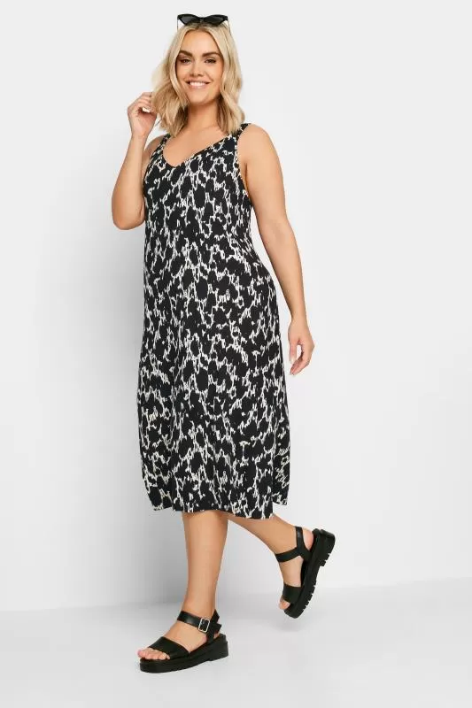 YOURS - Robe de Plage Noire Midi Design Abstrait