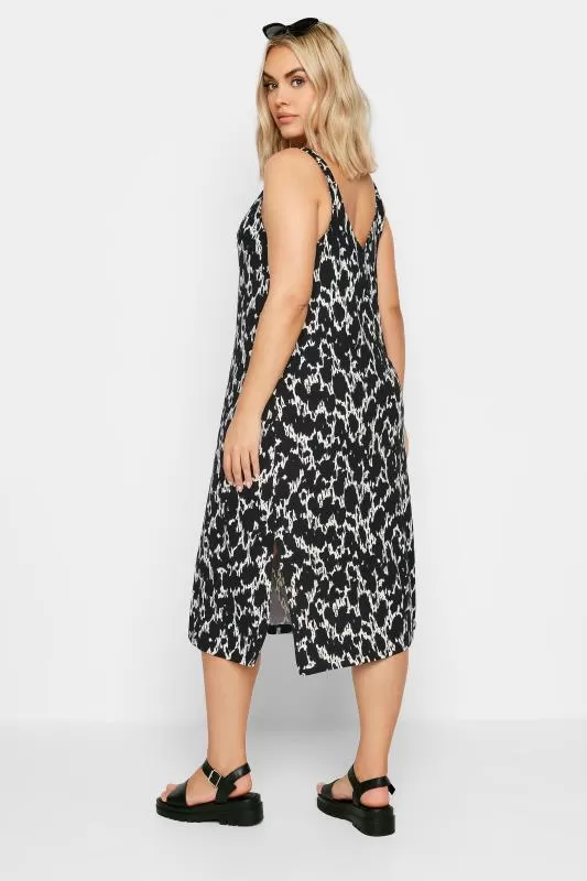 YOURS - Robe de Plage Noire Midi Design Abstrait