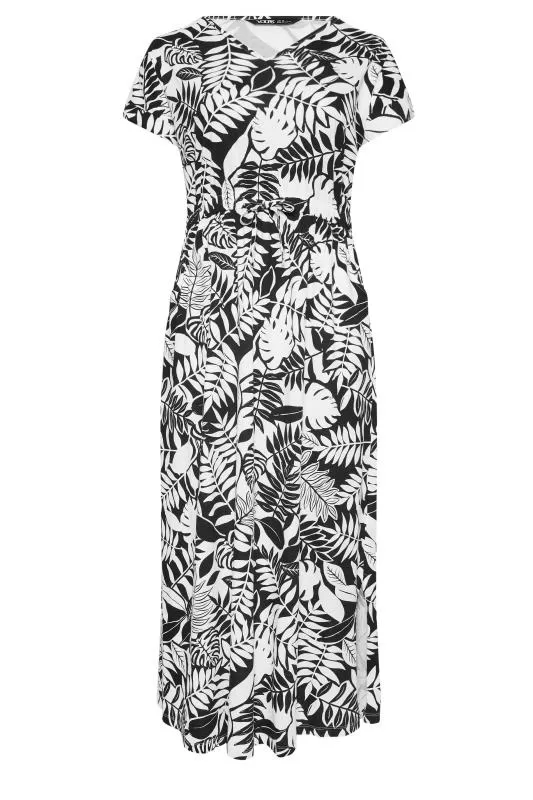 YOURS - Robe Noire Maxi Design Tropical