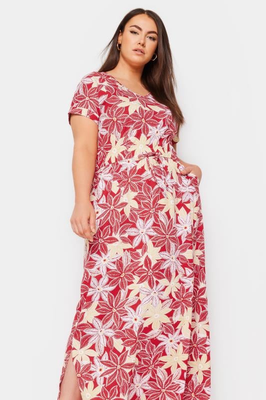 YOURS - Robe Rouge Blanche & Jaune Maxi Design Floral