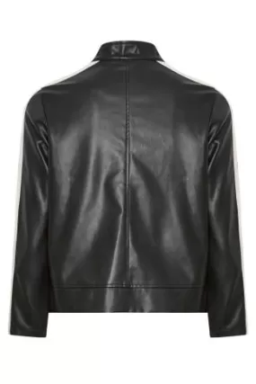 YOURS - Veste Biker Noire & Blanche Effet Cuir