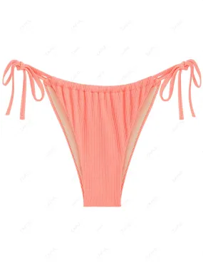 ZAFUL Bas De Bain Bikini Côtelé Avec Nœud à Côté - Orange Clair M