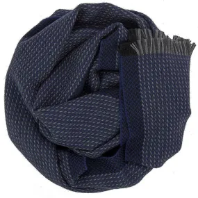 Écharpe laine mérinos texturée bleu